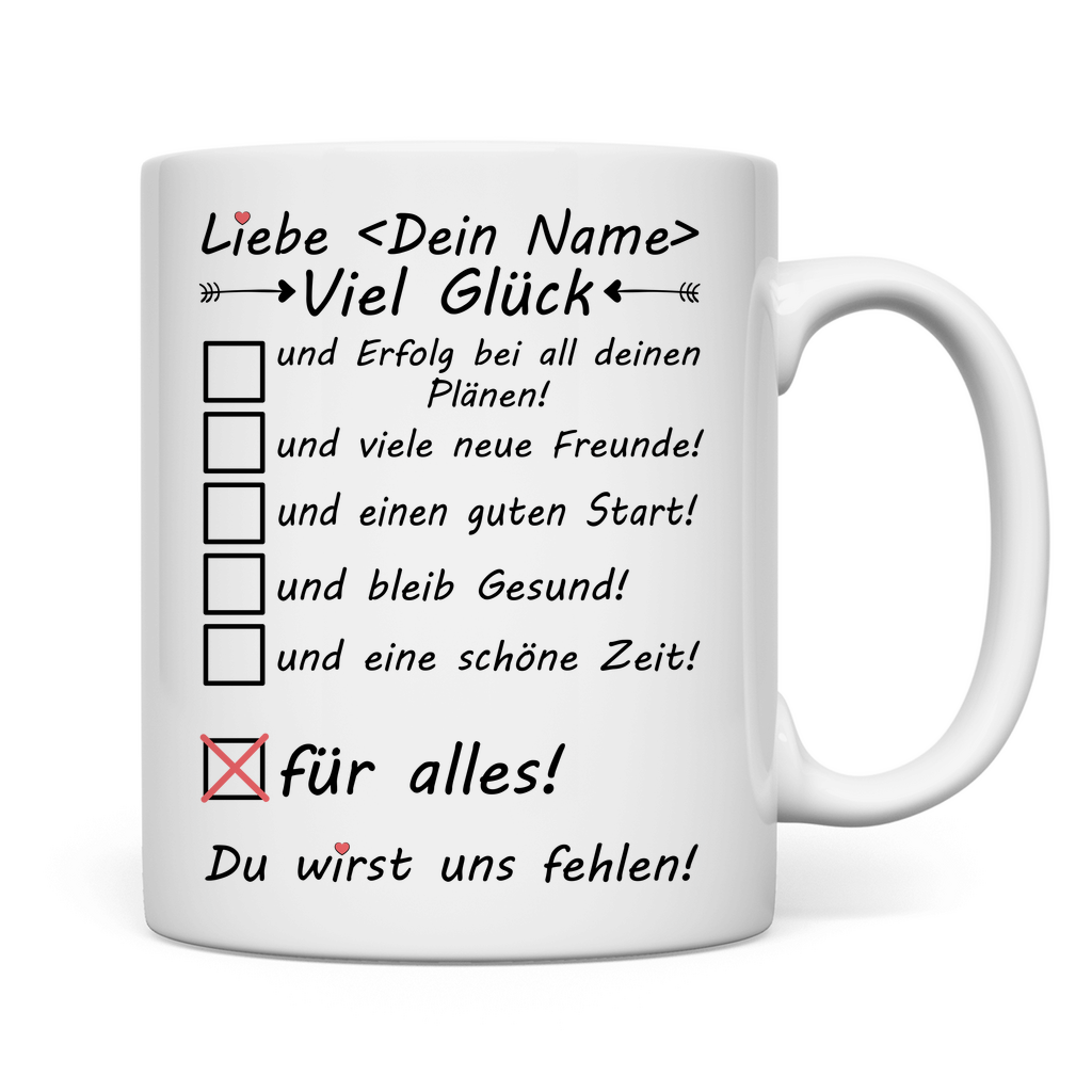 Beste Freundin geht ins Ausland | Geschenk Tasse VielGlück