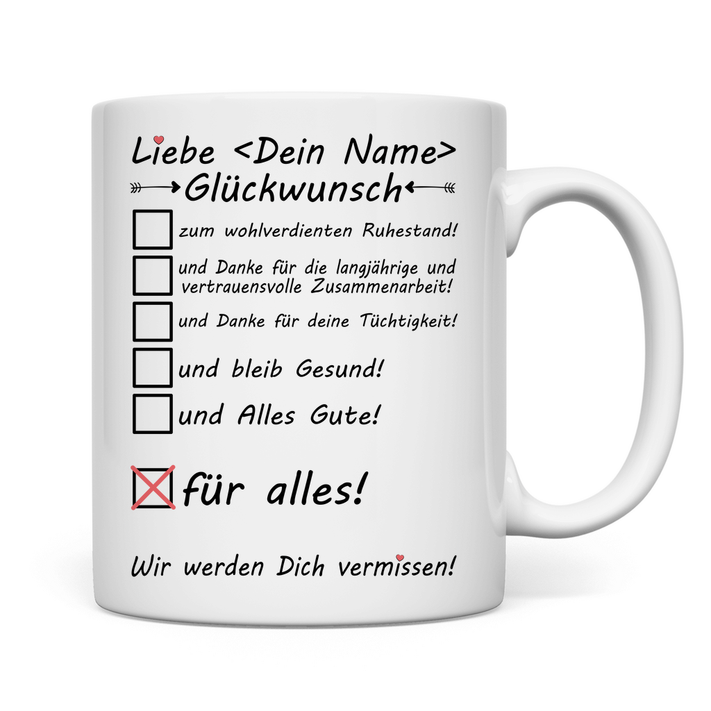Kollegin die in Rente geht | Verabschieden | Tasse Geschenk Rückseite