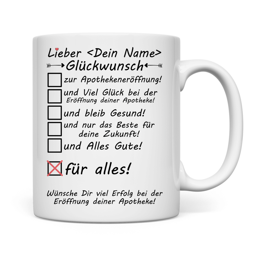 Eröffnung einer Apotheke | Geschenk Mann Tasse rückseite