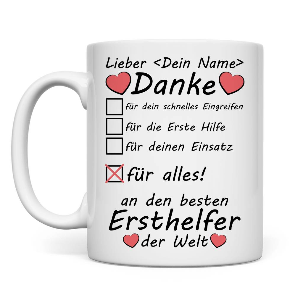 Danke Sagen an Ersthelfer im Betrieb | Geschenk  tasse