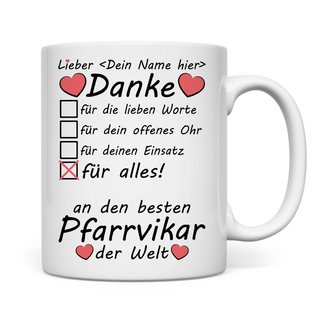 Pfarrvikar Abschiedsgeschenk | Tasse  Beste Geschenk Danke rückseite