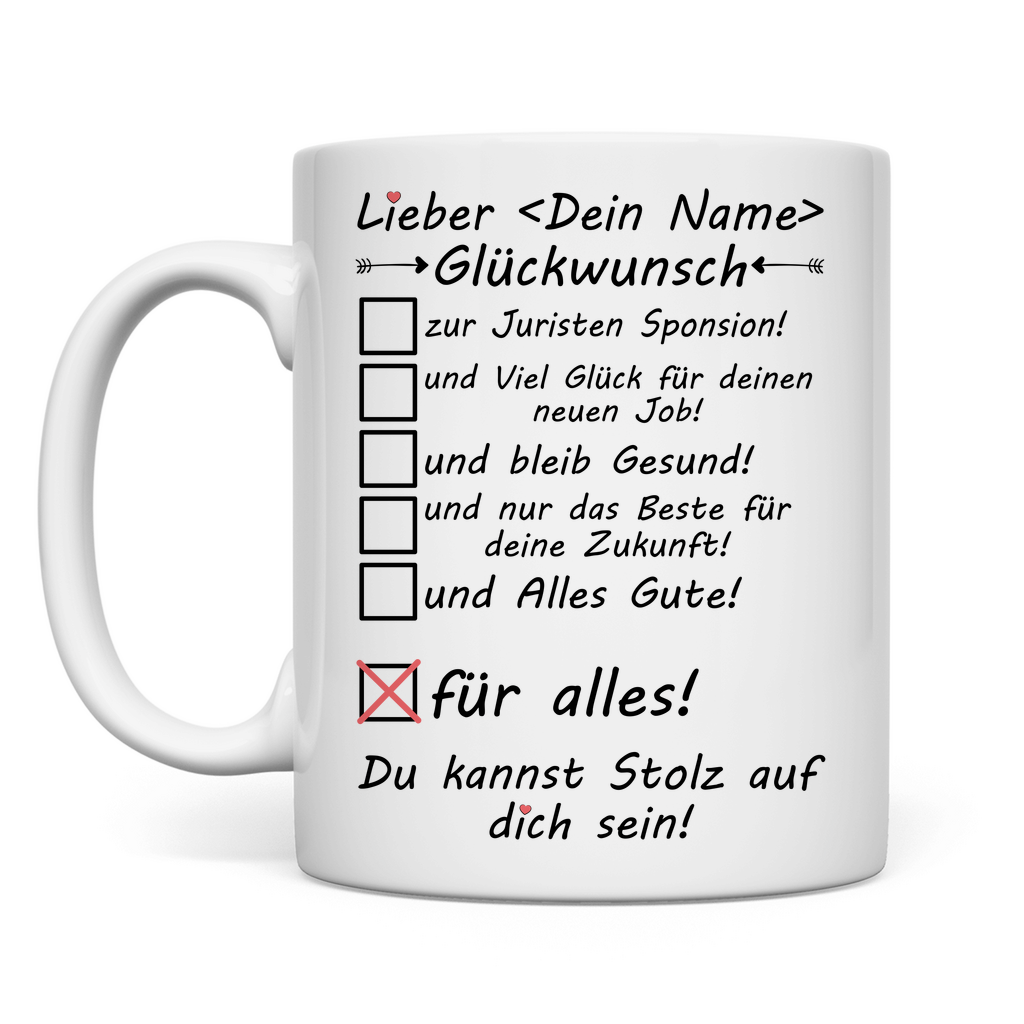Glückwunsch zur Jurist Sponsion | Geschenk Tasse