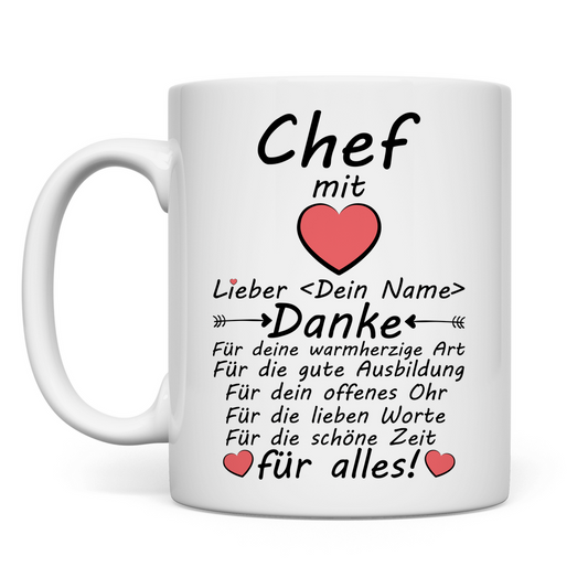 zum Ende der Ausbildung | Dankeschön Chef | Tasse Geschenk