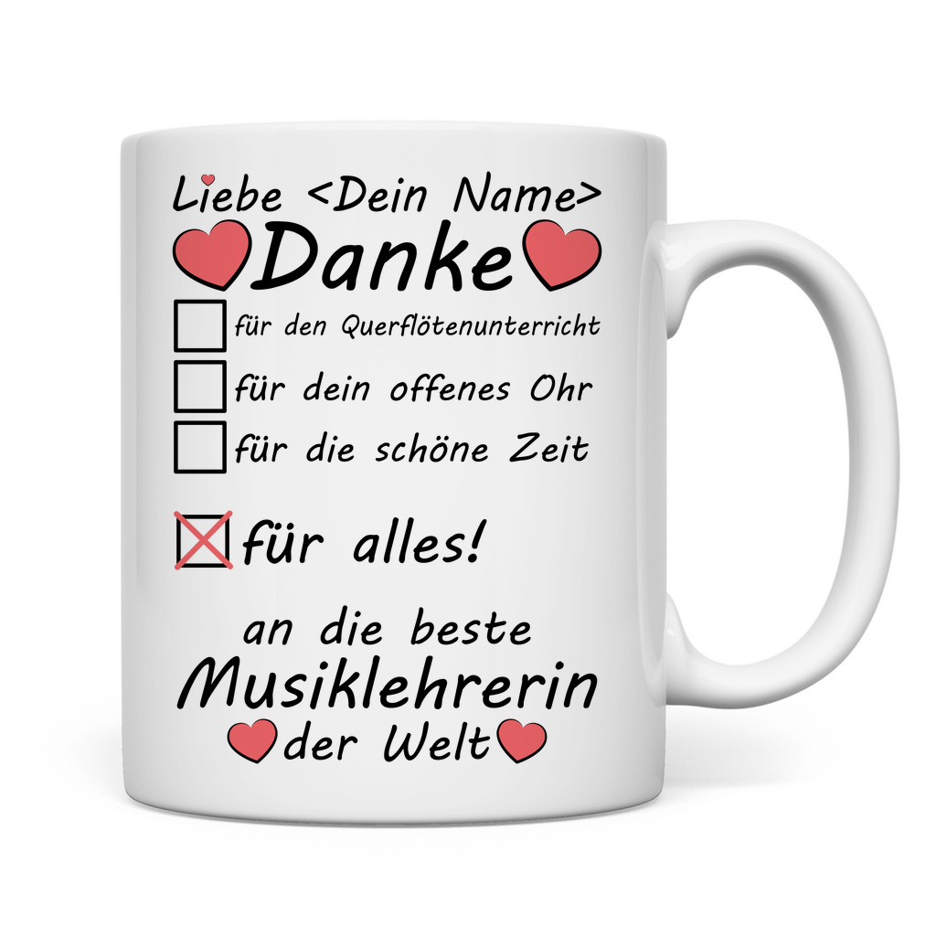 Querflöte Musiklehrerin | Danke | Geschenk Tasse beste rückseite