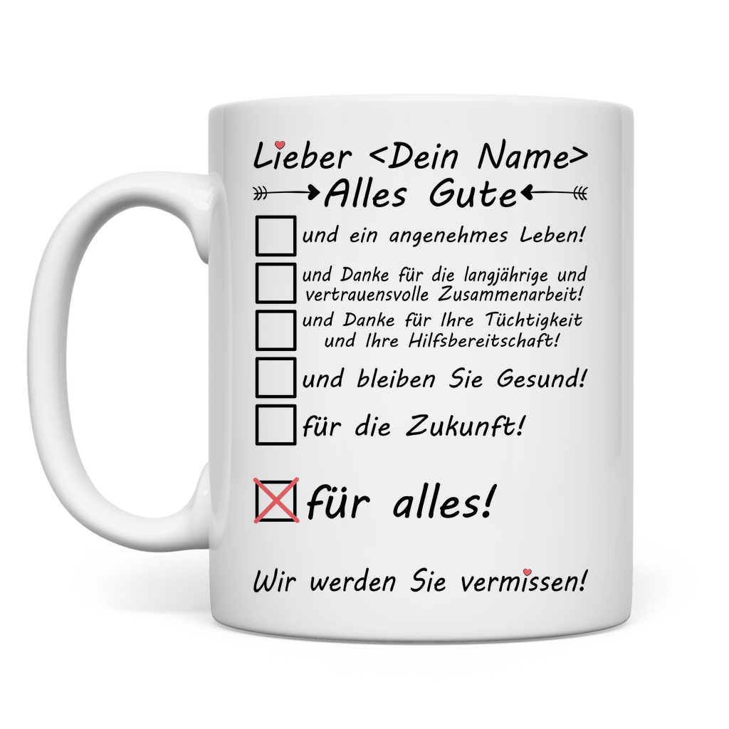 Alles Gute Zukunft wünschen | Kollege |  Tasse Geschenk