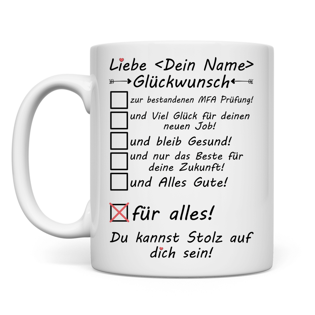 Bestandenen Prüfung MFA | Glückwünsche | Tasse Geschenk