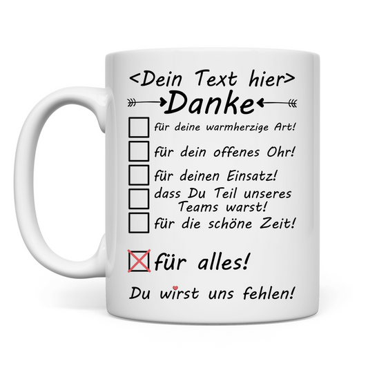 Abschiedsgeschenk Mannschaftskollege | Tasse