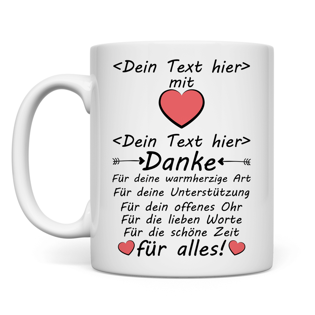 Weisse Keramiktasse mit Namensdruck fuer Schulassistenz zum Abschied als Dankeschoen Geschenk zum Schuljahresende, fuer den letzten Arbeitstag, bei Schulwechsel oder zur Verabschiedung
