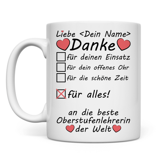 Abschiedsgeschenk für Lehrerin Oberstufe | Tasse