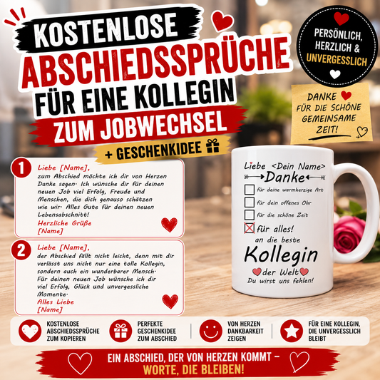 Kostenlose Abschiedssprüche für eine Kollegin zum Jobwechsel + Geschenkidee