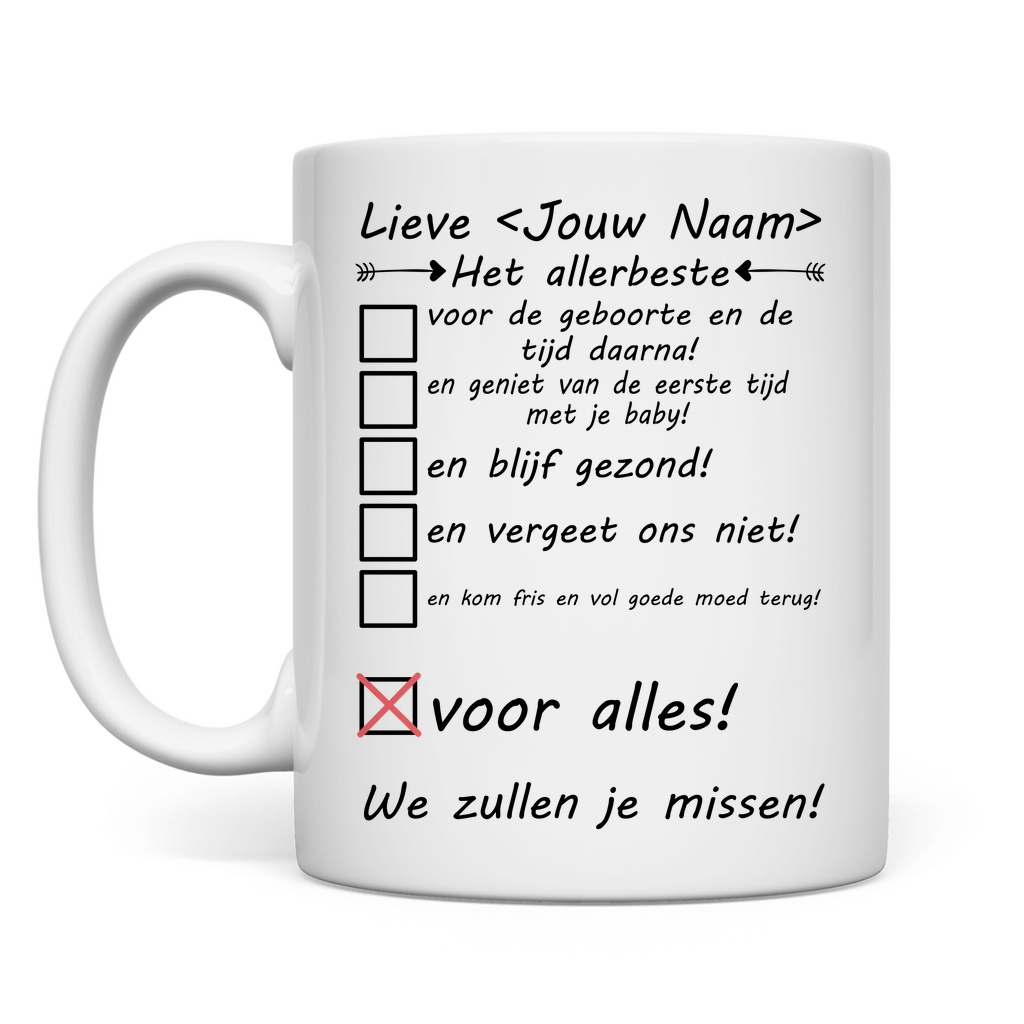 Afscheidscadeau Zwangere Juf Mog -  Collega Cadeau voor de Afscheid - Gepersonaliseerd