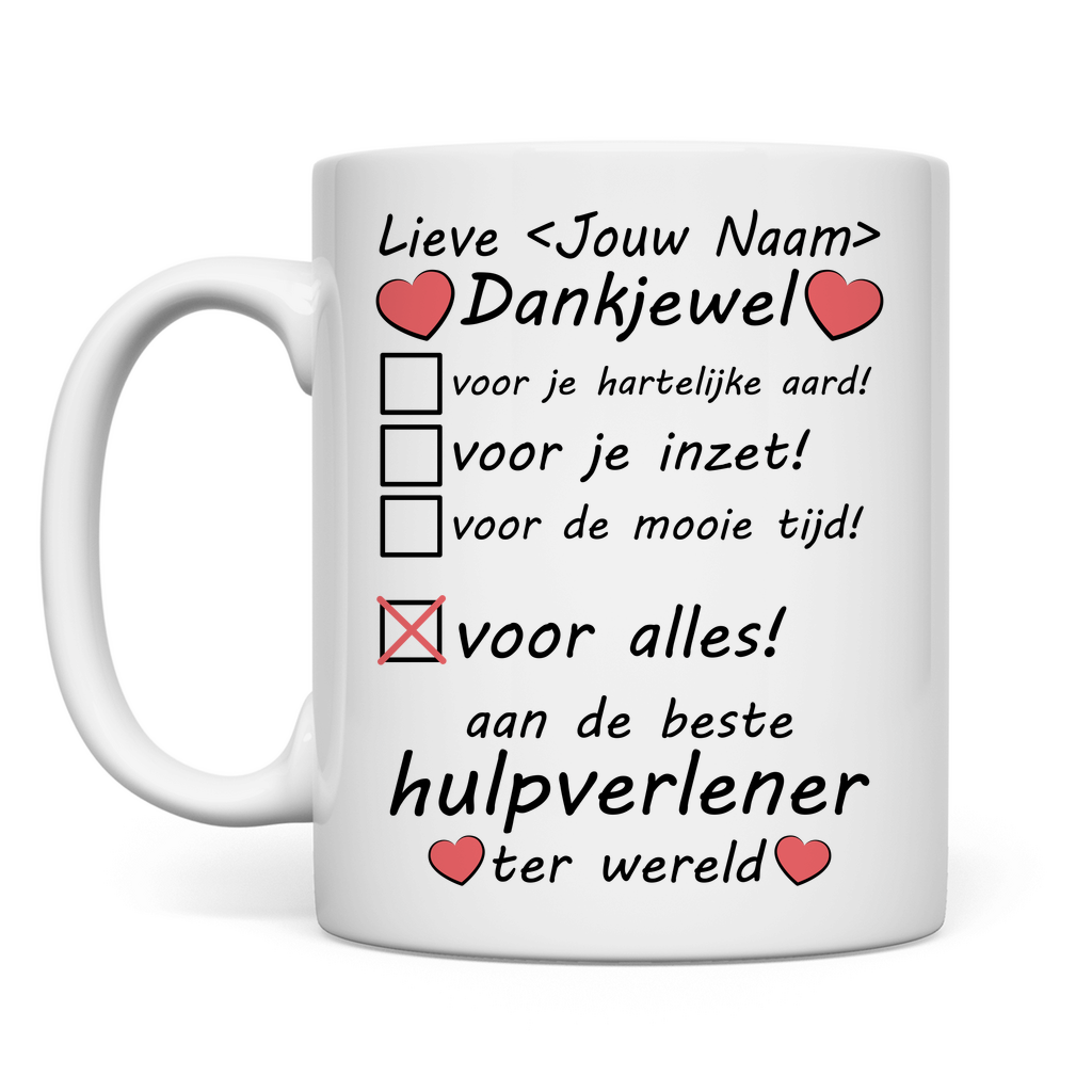 Afscheidscadeau Hulpverlener Mog - Afscheid Cadeau -  Bedankt  - Gepersonaliseerd