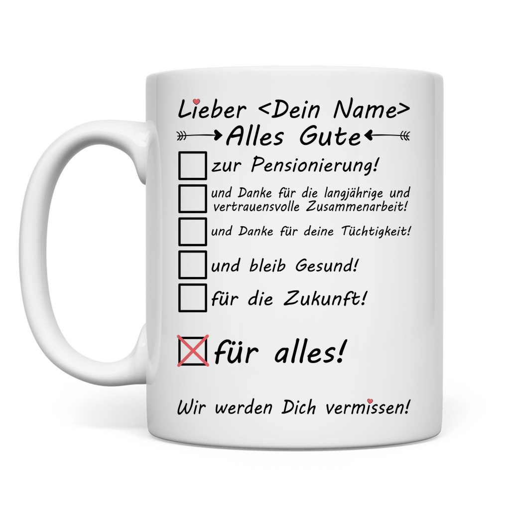 Gute Wünsche zur Pensionierung Lehrer | Tasse