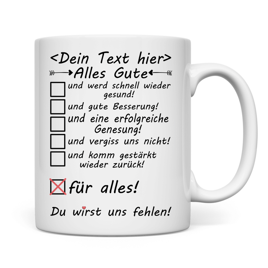 Personalisierte Tasse zur Genesung im Krankenhaus – mit Namensdruck