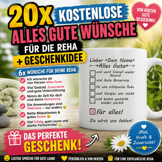 Kostenlose Alles Gute Wünsche für die Reha + Geschenkidee. persönliche & Lustige Wünsche für eine erfolgreiche Reha und einen angenehmen Reha-Aufenthalt