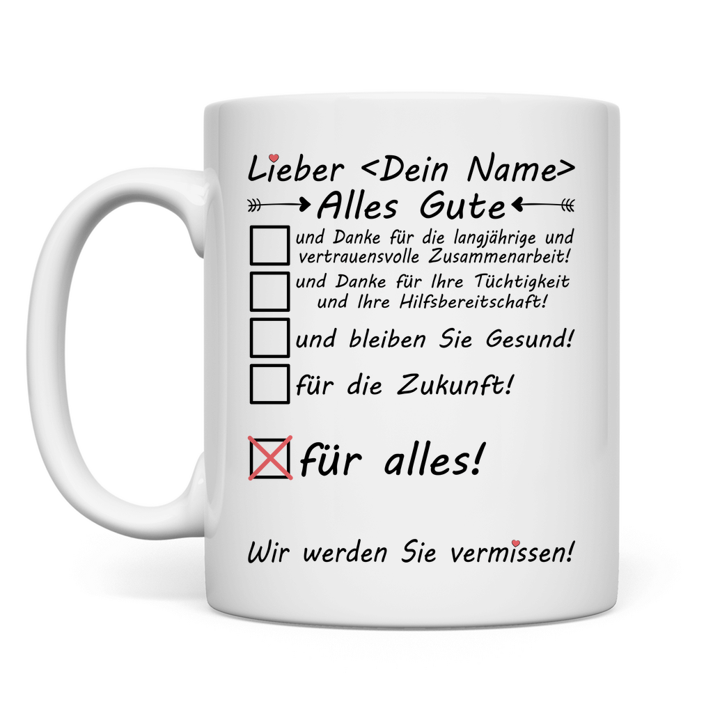 Alles Gute Wünsche zum Abschied | Kollege | Tasse