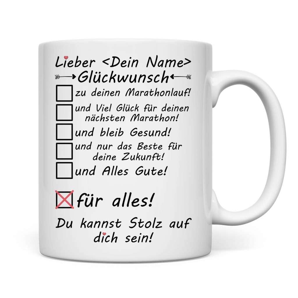 Gute Wünsche zum ersten Marathon | Tasse