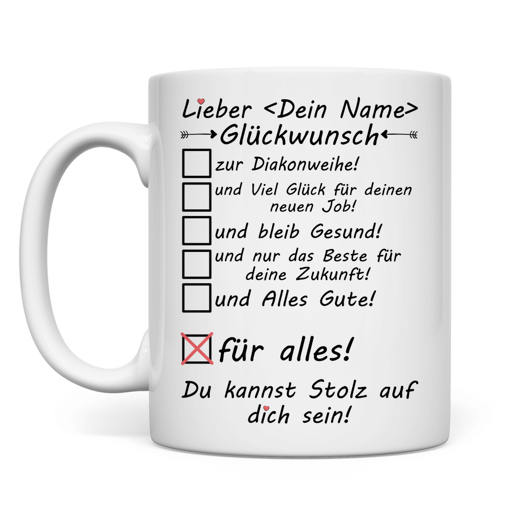 Gute Wünsche zur Diakonweihe | Tasse