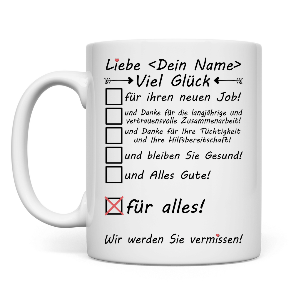 Alles Gute wünsche für Neuen Job | Tasse