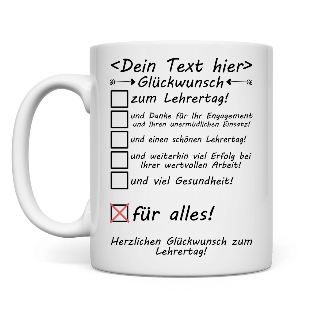 herzlichen glückwunsch zum lehrertag gratulation Tasse