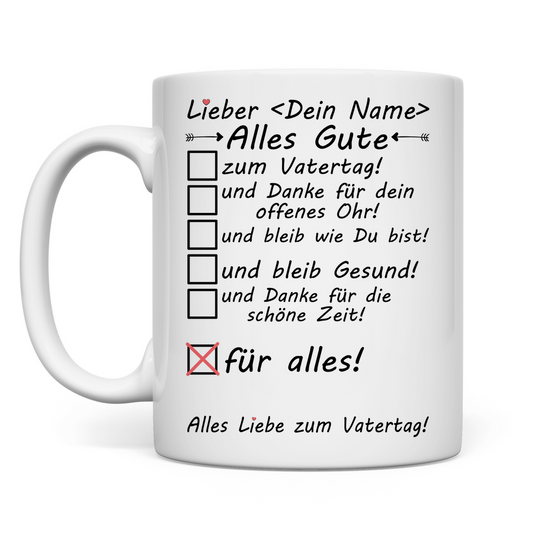 Alles Gute zum Vatertag Schwiegervater | Tasse