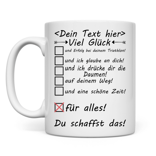 Alles gute für Triathlon wünschen - Viel Glück Tasse - Triathlet Geschenk