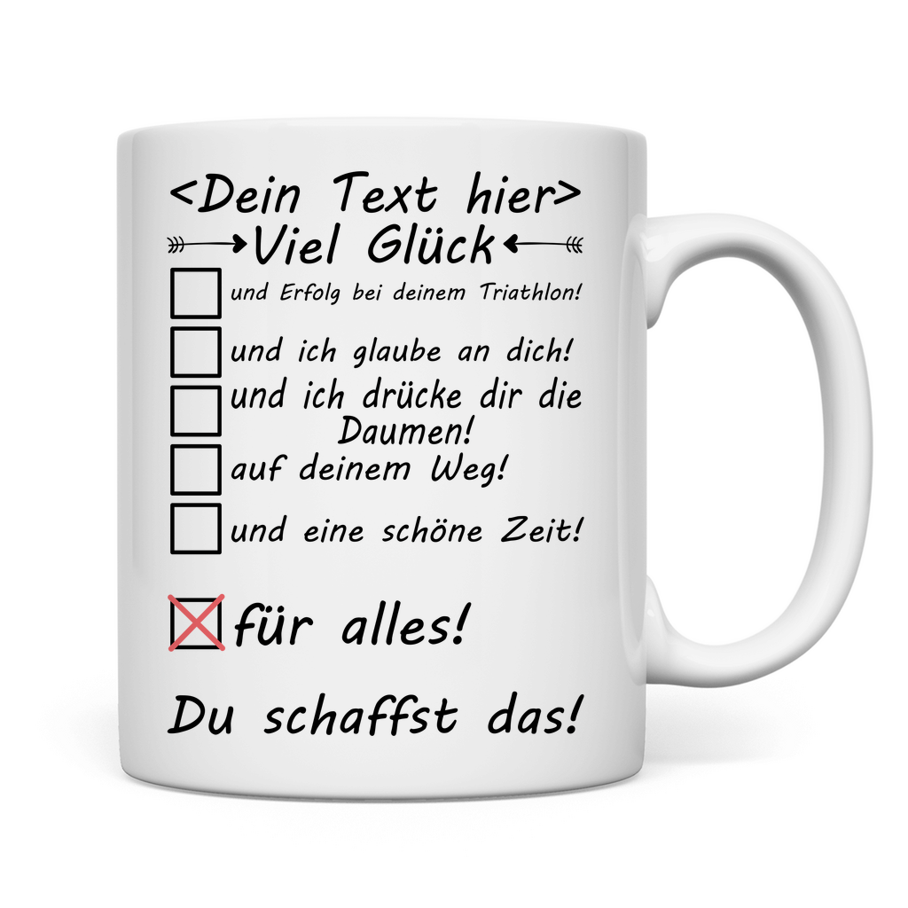 Alles gute für Triathlon wünschen - Viel Glück Tasse - Triathlet Geschenk