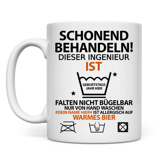 50. Geburtstag Ingenieur - Tasse mit lustigen Spruch - Geburtstagsgeschenk - Personalisiert