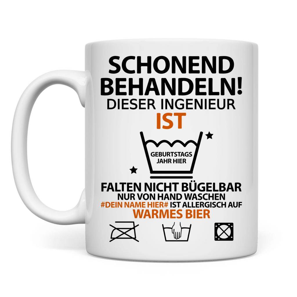 50. Geburtstag Ingenieur - Tasse mit lustigen Spruch - Geburtstagsgeschenk - Personalisiert