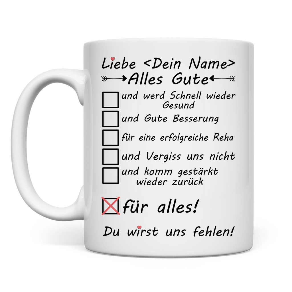 Alles gute für die Reha wünschen | Tasse