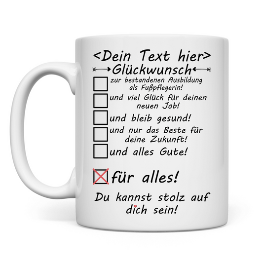 medizinischen fußpflegerin prüfung bestanden glückwunsch tasse