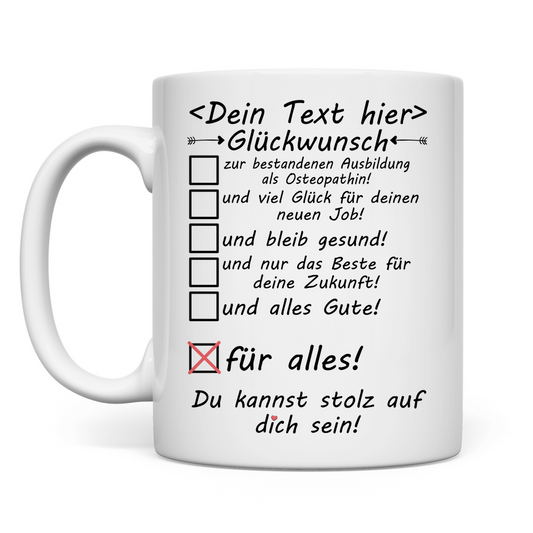 osteopathie studium abschluss prüfung bestanden Tasse