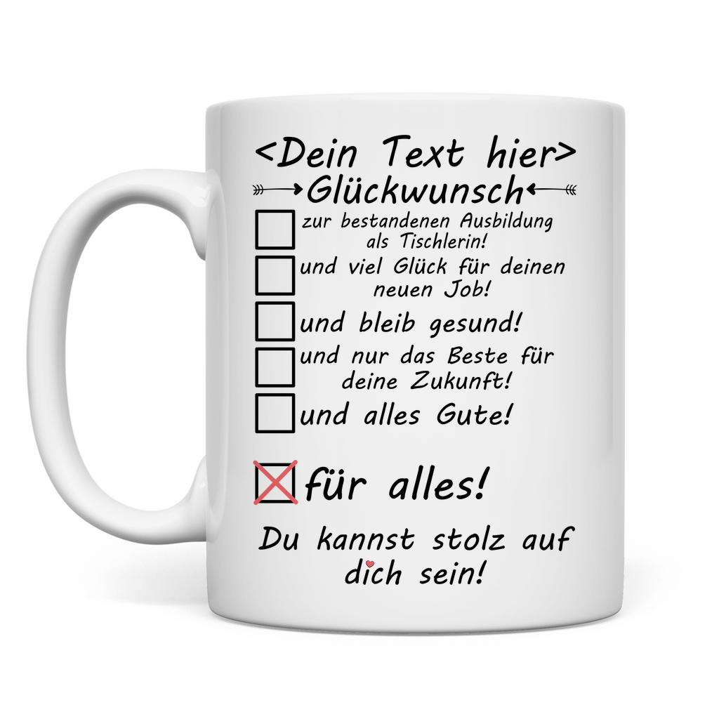 gesellenprüfung abschluss prüfung bestanden Tasse