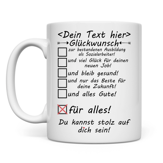 studium soziale arbeit examen abschluss prüfung bestanden glückwunsch  tasse