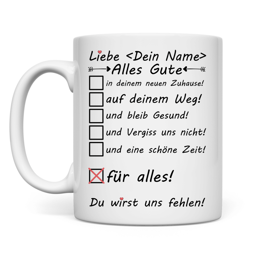 Auszug der Tochter | Abschiedsgeschenk Tasse Alles Gute