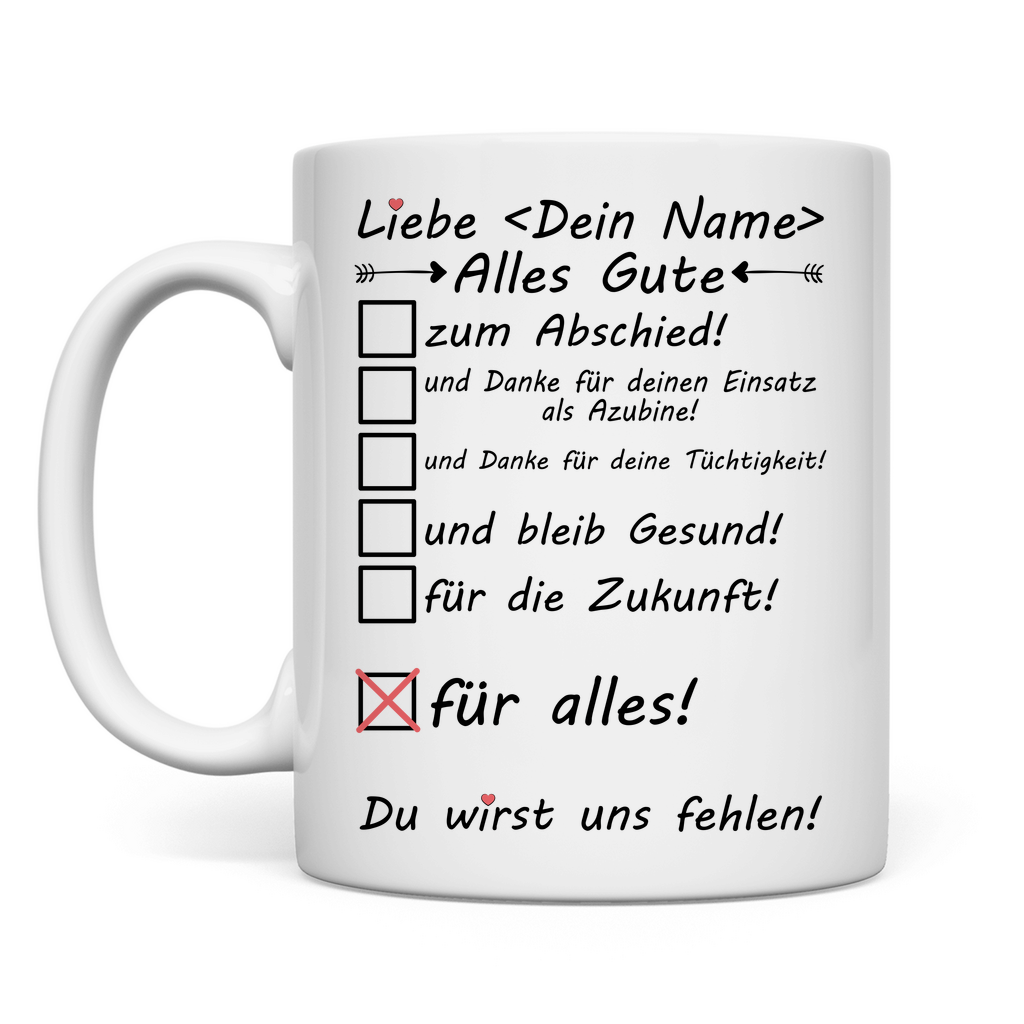 zum Abschied Azubi  | Tasse | Prüfung bestanden Geschenk