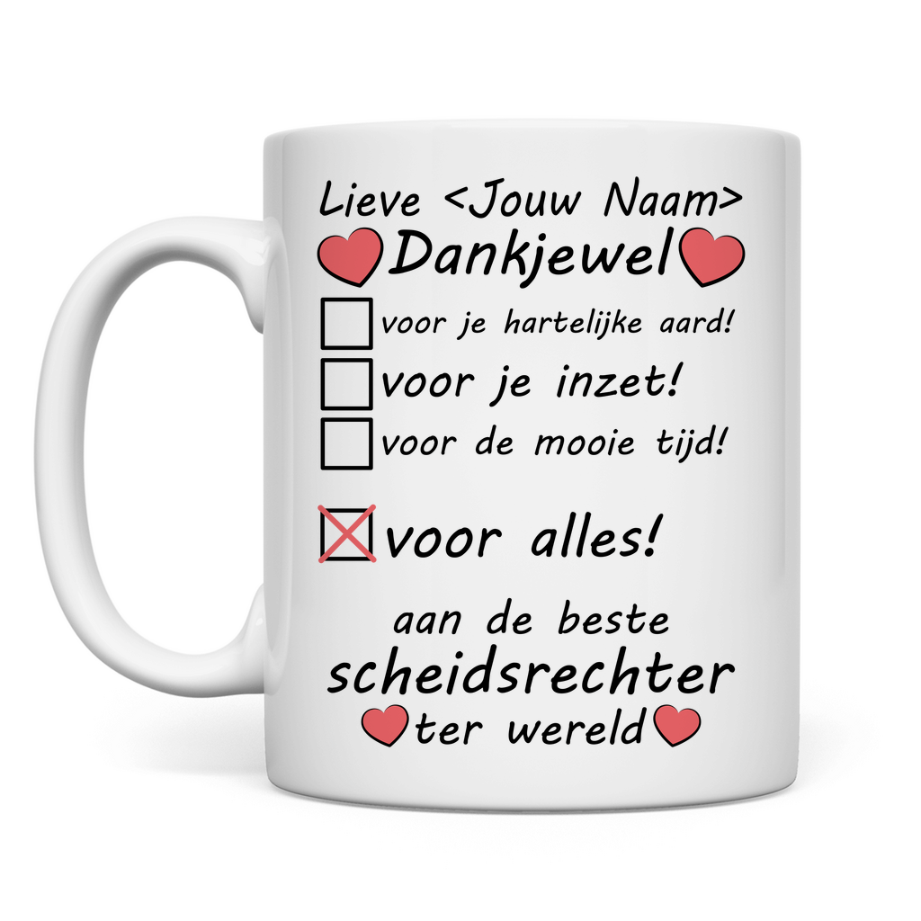 Bedankje for beste Scheidsrechter Mog - Afscheid Cadeau - Bedankt - Gepersonaliseerd