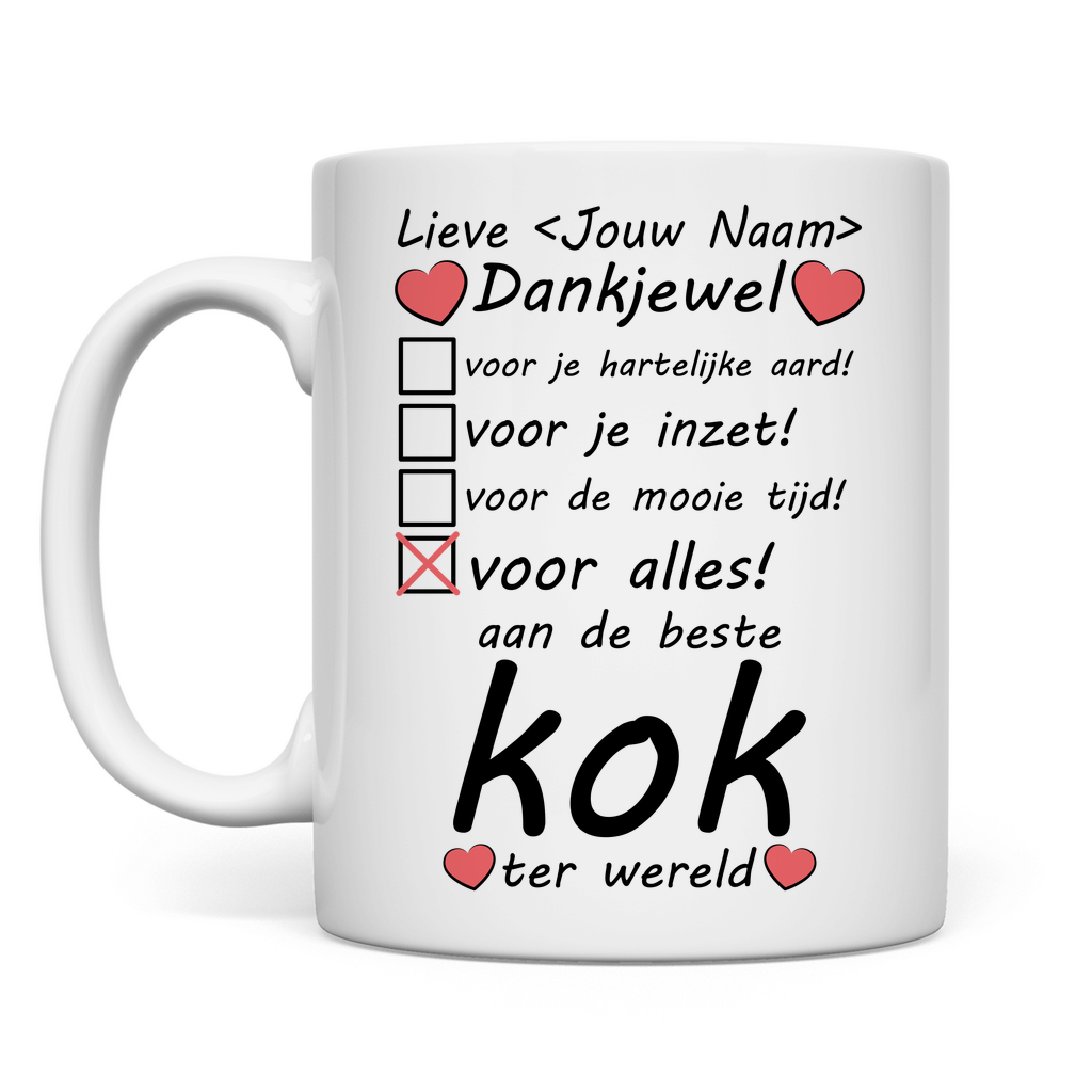 Bedankt voor beste Chef Kok Mog -  Leuk Vaderdag Cadeau - Afscheid - Gepersonaliseerd