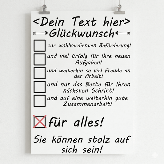 Personalisiertes Poster zur Befoerderung – ein besonderes Geschenk fuer die Kollegin mit Name und Datum