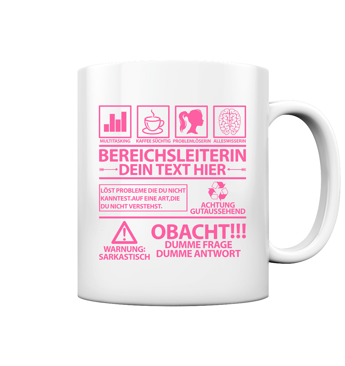 Bereichsleiterin Tasse Perosnalisiert mit Wunschnamen als geschenk