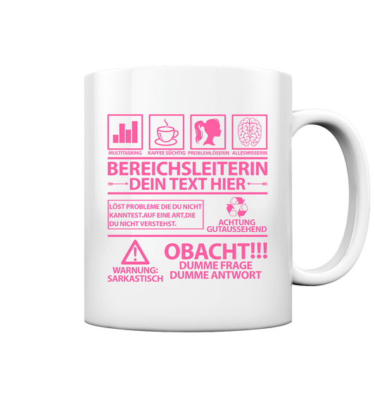 Bereichsleiterin Tasse Perosnalisiert mit Wunschnamen als geschenk