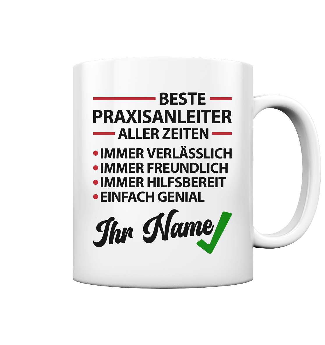 Praxisanleiter Tasse Personalisiert - bedruckt mit euren Namen