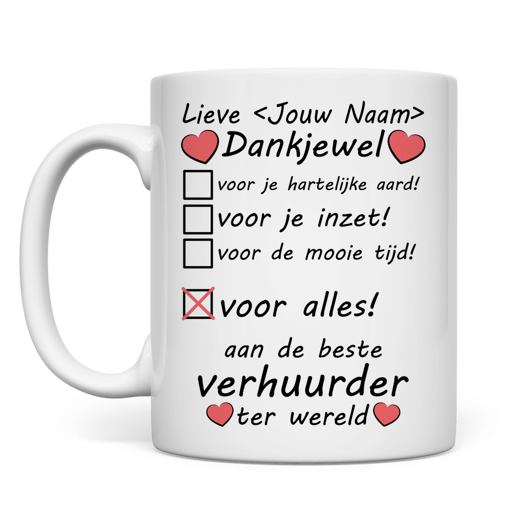 Beste Verhuurder Mog - Afscheid Cadeau - Bedankt - Gepersonaliseerd