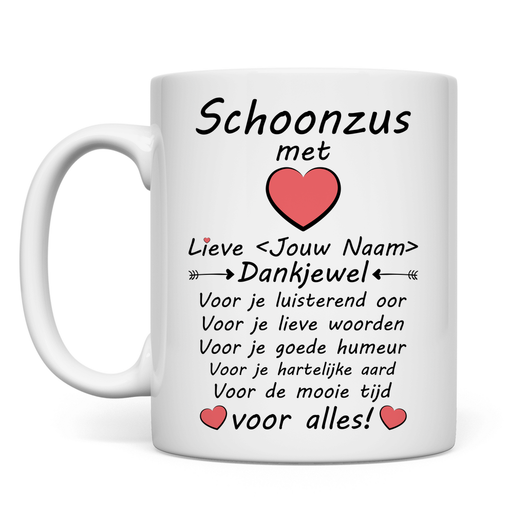 Beste voor leuk Schoonzus - Persoonlijk Cadeau - Bedankt - Mok