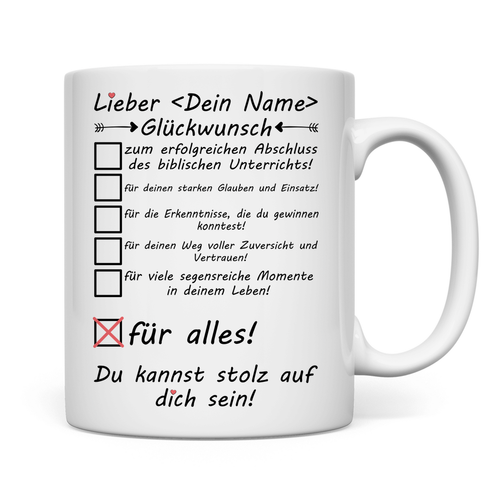 Biblischer Unterricht BU Abschluss - Tasse - Geschenk zur Entlassung