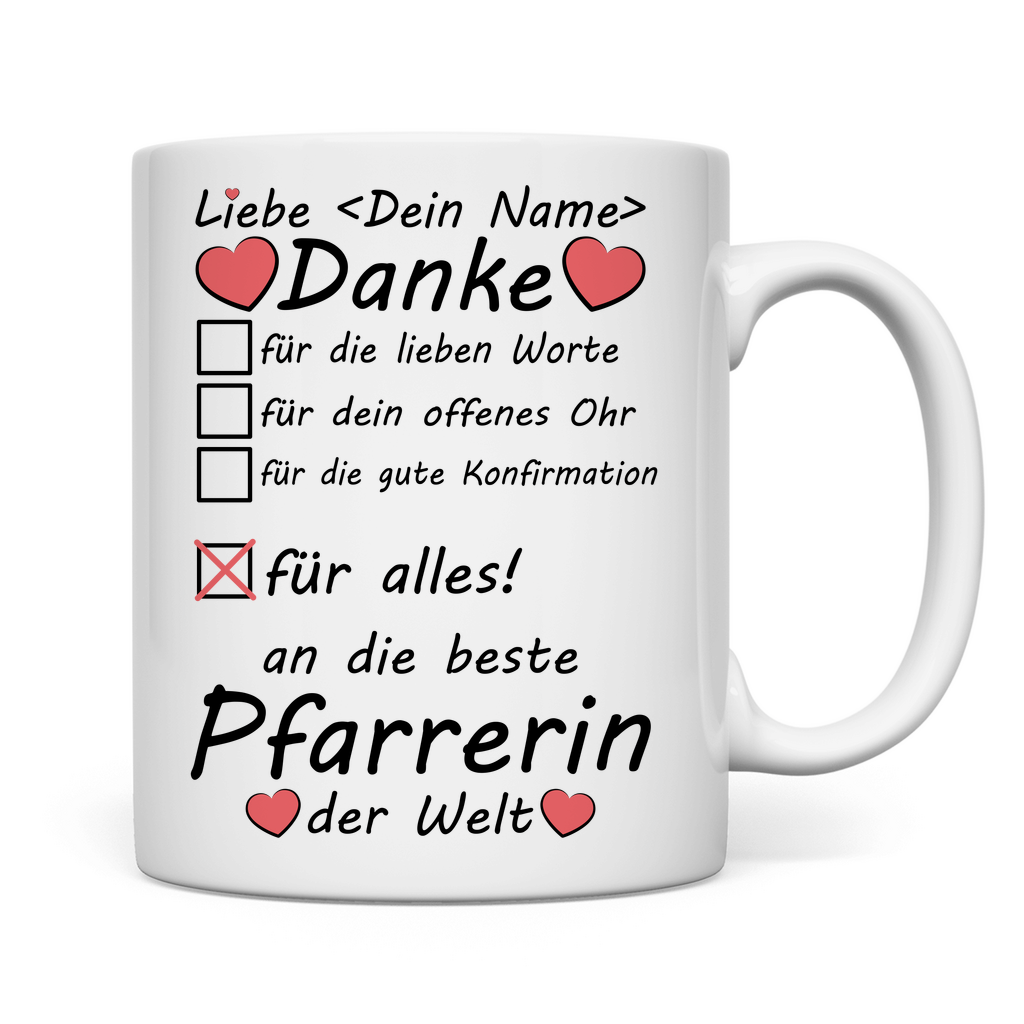 Dank an Pfarrer nach Konfirmation | Tasse