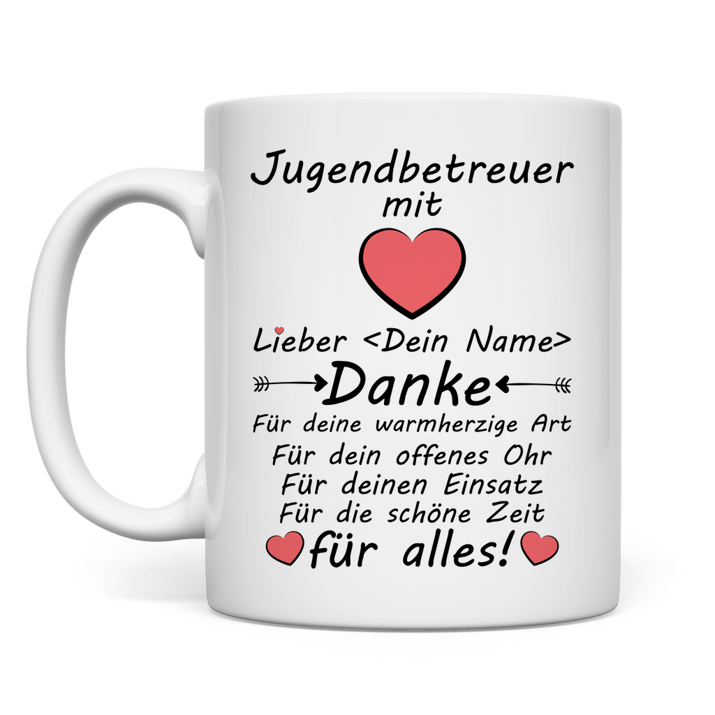 Danke Tasse für Jugendbetreuer Feuerwehr – Abschiedsgeschenk – Personalisierbar
