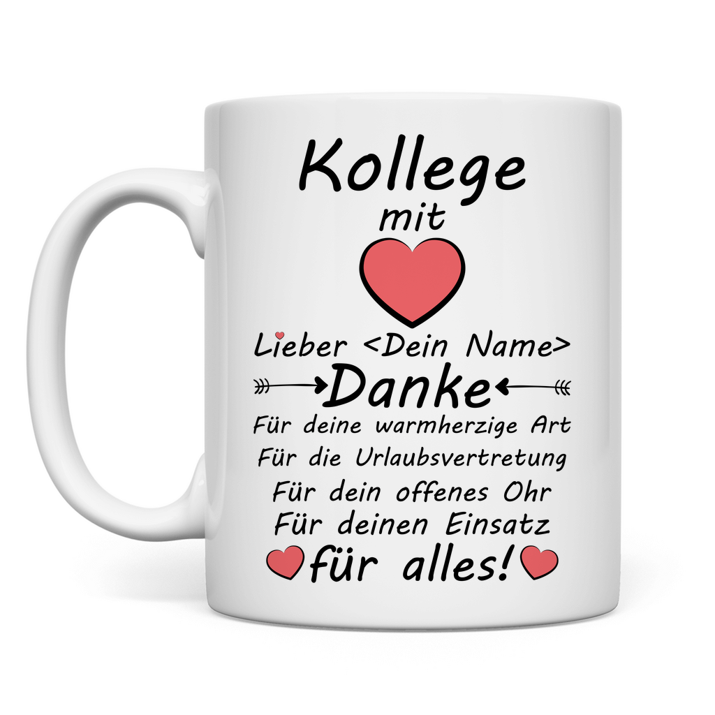 Danke Tasse für Urlaubsvertretung – Kollege – persönliches Geschenk zum Dank