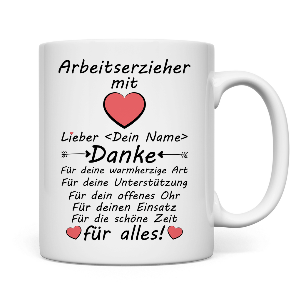 Danke an Arbeitserzieher - Tasse - Geschenk zum Abschied