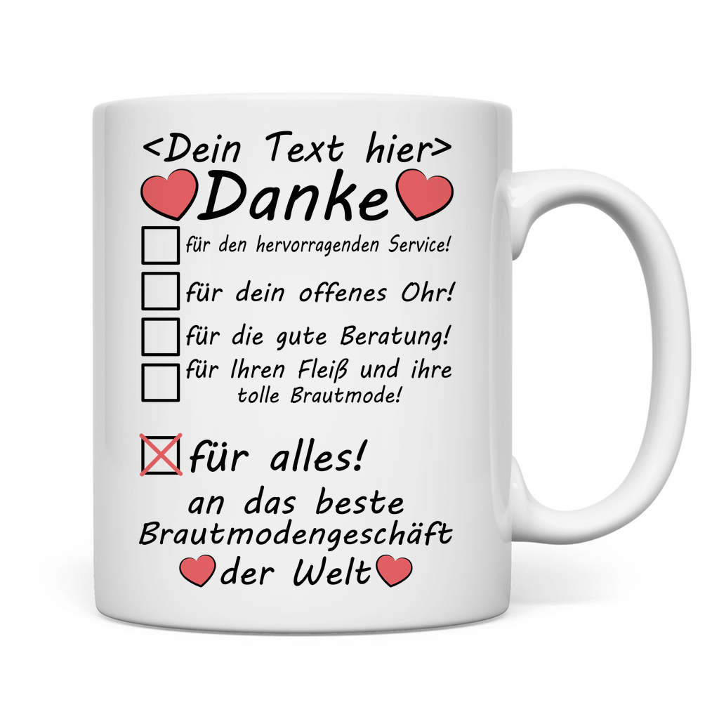 Danke an Brautmodengeschäft | Tasse | Geschenk